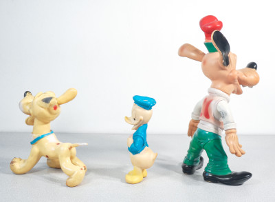 Gruppo di personaggi Disney in gomma, LEDRAPLASTIC. Osoppo, Anni 60