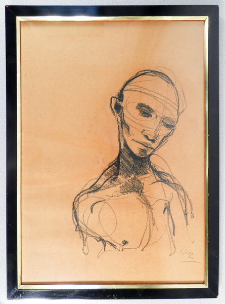 Quadro di Enrico COLOMBOTTO ROSSO Ritratto, pastello su carta. Italia, Anni 70