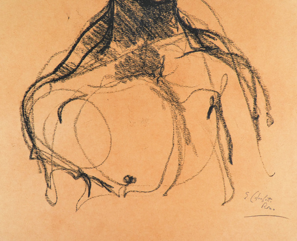 Quadro di Enrico COLOMBOTTO ROSSO Ritratto, pastello su carta. Italia, Anni 70