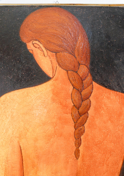 Dipinto a olio su tela di Mario MAZZELLA Nudo di donna. Italia, Anni 60