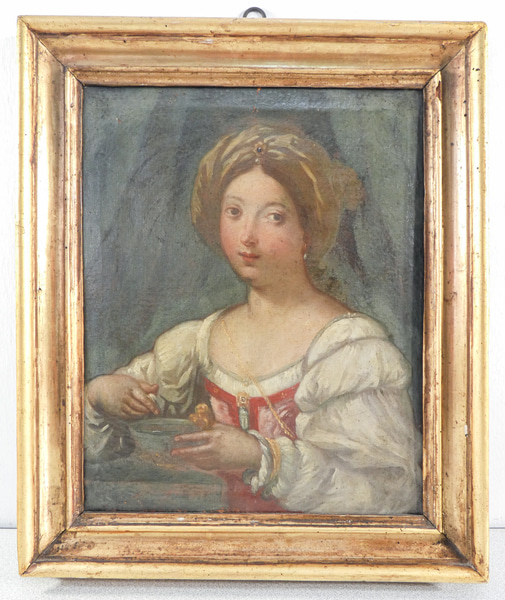 Ritratto di donna in olio su tela. Fine XVIII sec.