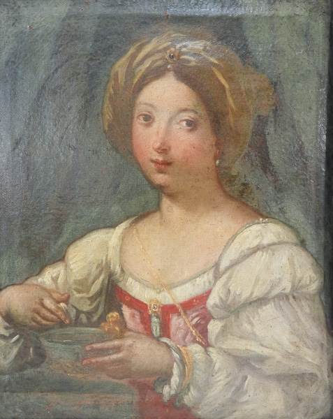 Ritratto di donna in olio su tela. Fine XVIII sec.