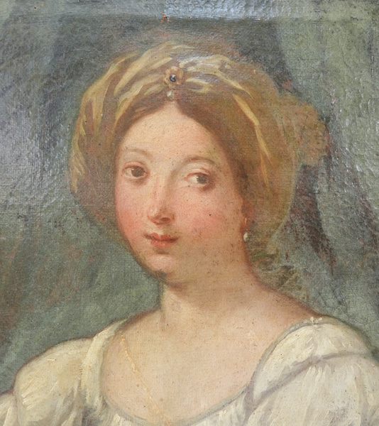 Ritratto di donna in olio su tela. Fine XVIII sec.