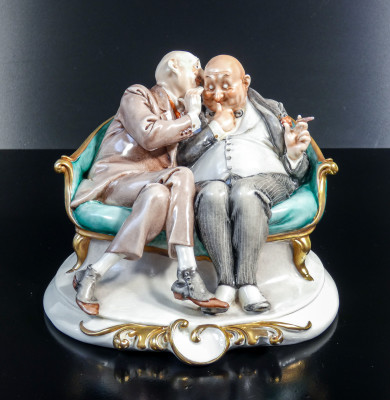 Scultura in ceramica dipinta a mano Giuseppe CAPPÉ, Barzelletta. Italia, Anni 50