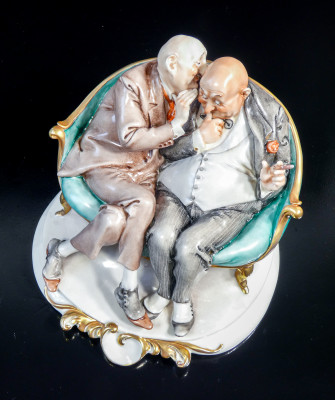 Scultura in ceramica dipinta a mano Giuseppe CAPPÉ, Barzelletta. Italia, Anni 50