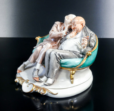 Scultura in ceramica dipinta a mano Giuseppe CAPPÉ, Barzelletta. Italia, Anni 50