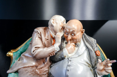 Scultura in ceramica dipinta a mano Giuseppe CAPPÉ, Barzelletta. Italia, Anni 50