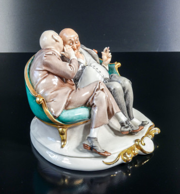 Scultura in ceramica dipinta a mano Giuseppe CAPPÉ, Barzelletta. Italia, Anni 50