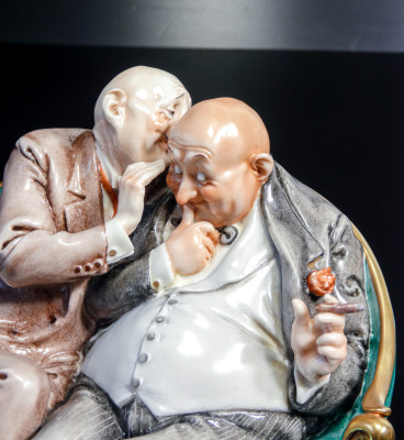 Scultura in ceramica dipinta a mano Giuseppe CAPPÉ, Barzelletta. Italia, Anni 50