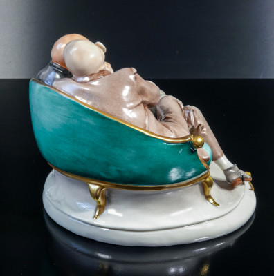 Scultura in ceramica dipinta a mano Giuseppe CAPPÉ, Barzelletta. Italia, Anni 50