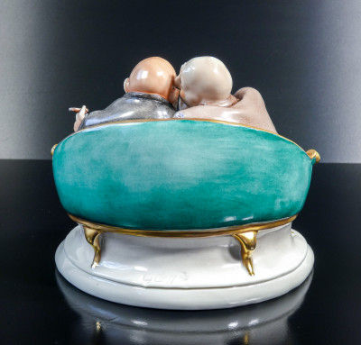 Scultura in ceramica dipinta a mano Giuseppe CAPPÉ, Barzelletta. Italia, Anni 50