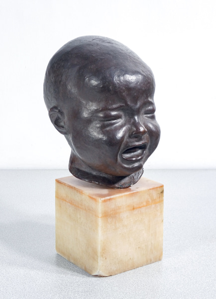 ⚜️ SCULTURA TESTA BAMBINO CHE PIANGE ROMANO ROMANELLI BRONZO EPOCA 1940S FIRENZE
