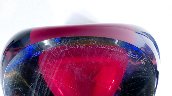 Vaso in vetro soffiato Fasce Sommerse Fulvio BIANCONI per VENINI. Numero 16, con libretto originale. Murano, 2008
