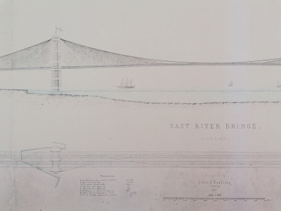Manifesto della mostra Building the Brooklyn Bridge: the original drawings. Whitney Museum of American Art. New York, 1976