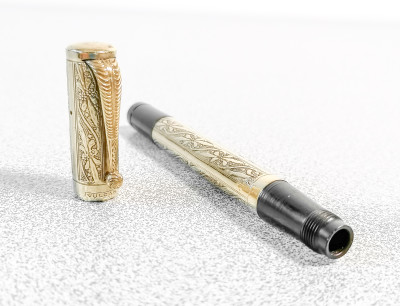 Penna stilografica VULCAN - rientrante Laminata in Oro 18 KR, pennino Warranted 14 k. Italia, Anni 20/30