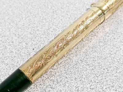 Penna stilografica VULCAN - rientrante Laminata in Oro 18 KR, pennino Warranted 14 k. Italia, Anni 20/30