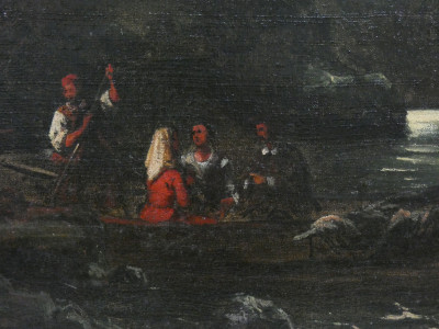 Dipinto a olio recante firma Cesare VIANELLO Marina notturna. Italia, Primo Novecento