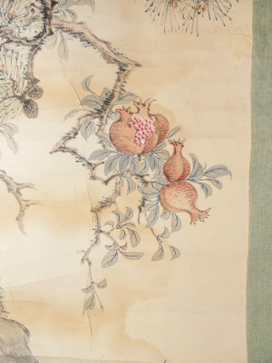 Antico dipinto su carta firmato Hoashi KYOU (1810-1884) Uccelli. Giappone