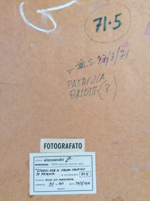 Quadro a olio firmato Lorenzo ALESSANDRI (1927-2000) Studio per il primo profilo di Patrizia. Italia, 1971