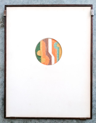 Quadro a firma Peter Anthony CHINNI piccolo tondo realizzato in pastello su carta. 1970