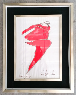 Quadro a firma Sandro CHERCHI, in acquerello e pastello su carta. Italia, Novecento
