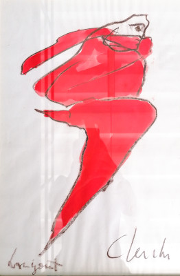 Quadro a firma Sandro CHERCHI, in acquerello e pastello su carta. Italia, Novecento