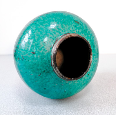 Antico vaso cinese per la conservazione delle spezie, in ceramica e invetriatura verde-turchese. Con expertise. Cina, Fine Settecento Inizio Ottocento