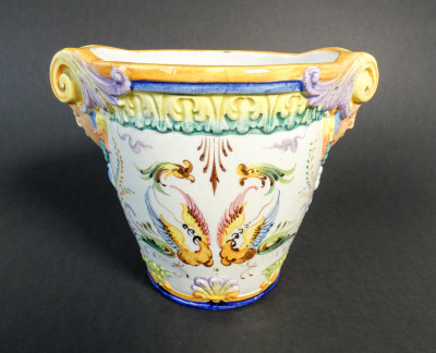 Vaso decorativo in ceramica dipinta a mano della Società Ceramica COLONNATA. Sesto Fiorentino, Italia, Primo Novecento