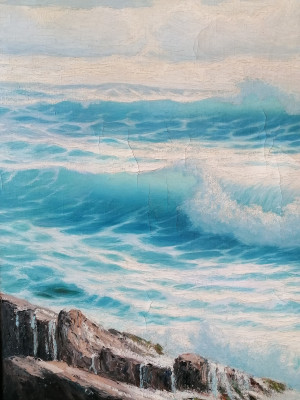 Dipinto a olio su tela a firma Willem WELTERS (1881-1972) Marina Italia, Primo Novecento