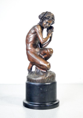 ?? COPIA STATUA JEAN BAPTISTE CARPEAUX PESCATORE CON CONCHIGLIA SCULTURA BRONZO