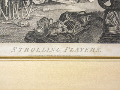 Incisione di Thomas COOK su disegno di William HOGARTH. Strolling Players. Londra, 1800