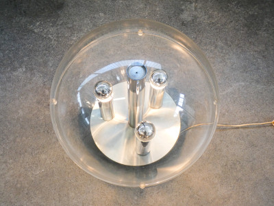 Lampada sferica Space Age a tre lumi, da terra o da tavolo. Design italiano Anni 60/70