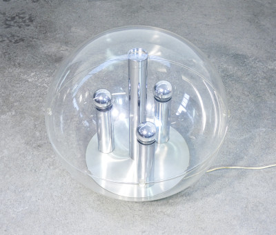 Lampada sferica Space Age a tre lumi, da terra o da tavolo. Design italiano Anni 60/70