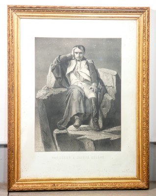 ?? ANTICA LITOGRAFIA 1859 FUHR LAFOSSE DELAROCHE NAPOLEON A SAINTE HELENE