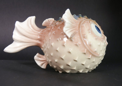 Rara sculturina LLADRÒ Pesce palla in ceramica dipinta. Spagna, Anni 70/80