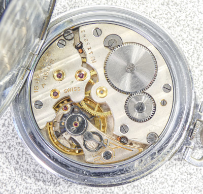 Orologio da tasca a carica manuale WYLER Incassable. Quadrante dei secondi a disco rotante. Svizzera, Anni 30