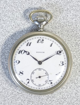?? ANTICO OROLOGIO TASCA ZENITH CARICA MANUALE METAL BLANC 1900 OLD POCKET WATCH