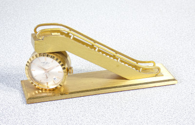 Orologio da tavolo ORBITER promozionale FIAM, con calendario. Italia, Anni 60 