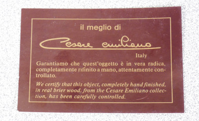 Parure di penne Cesare EMILIANO stilografica e penna a sfera, in radica, astuccio originale. Italia, Anni 60
