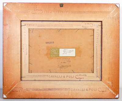 Dipinto firmato Giuseppe DANIELI Capanne di pescatori. Olio su cartone. Italia, Fine Ottocento, Primo Novecento