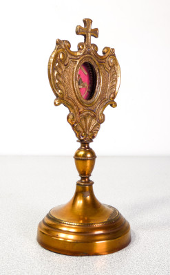 Reliquia di S.ta Felicita Martire, reliquiario in ottone, sigillo arcivescovile in ceralacca. Italia, Ottocento
