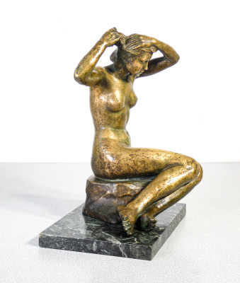 Scultura in bronzo di Stefano BORELLI (1894-1962) Nudo di donna. Italia, Novecento