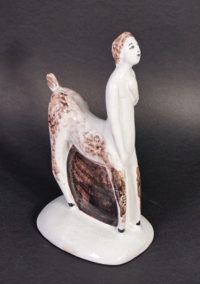 Scultura in ceramica dipinta a mano, Centauro, riferibile alle manifatture di ALBISOLA. Italia, Anni 50 ca