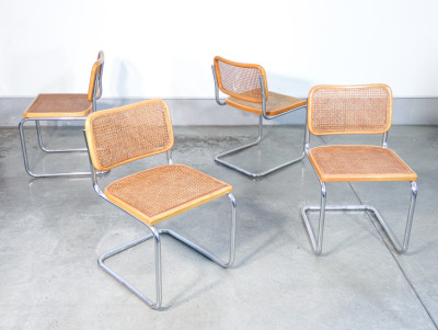Set di quattro sedie CESCA B32 design Marcel BREUER. Produzione Gavina. Italia, Anni 50