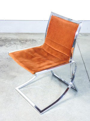 Set di quattro sedie in metallo cromato, design italiano. Italia, Anni 60/70