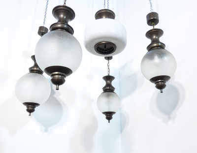 Set di cinque lampadari design stile Luigi Caccia Dominioni per Azucena. Italia, Anni 50/60