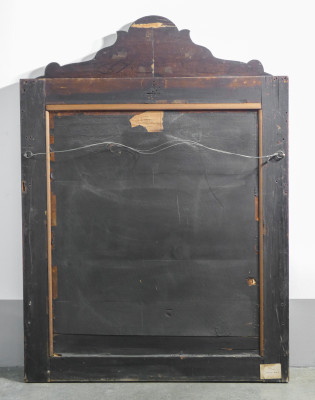 Specchiera olandese in legno di noce intarsiato in varie essenze. Olanda, Fine Settecento Primo Ottocento