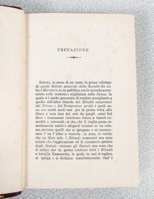 Due volumi: Statuti generali ed altri documenti dei Framassoni e Rituali massonici del primo e del trentesimo grado detti di apprendista e di cavaliere. Roma, 1874