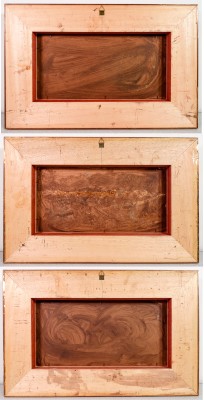 Serie di tre paesaggi a olio firmati PABLO B. con cornice lignea. Novecento