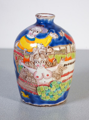 Vaso in ceramica dipinta sotto smalto Ceramiche DE SIMONE dipinto a mano. Sicilia